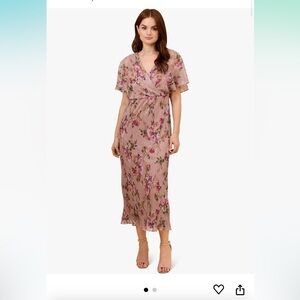 Adrianna Papell Women's Floral Metallic Crinkle Dress